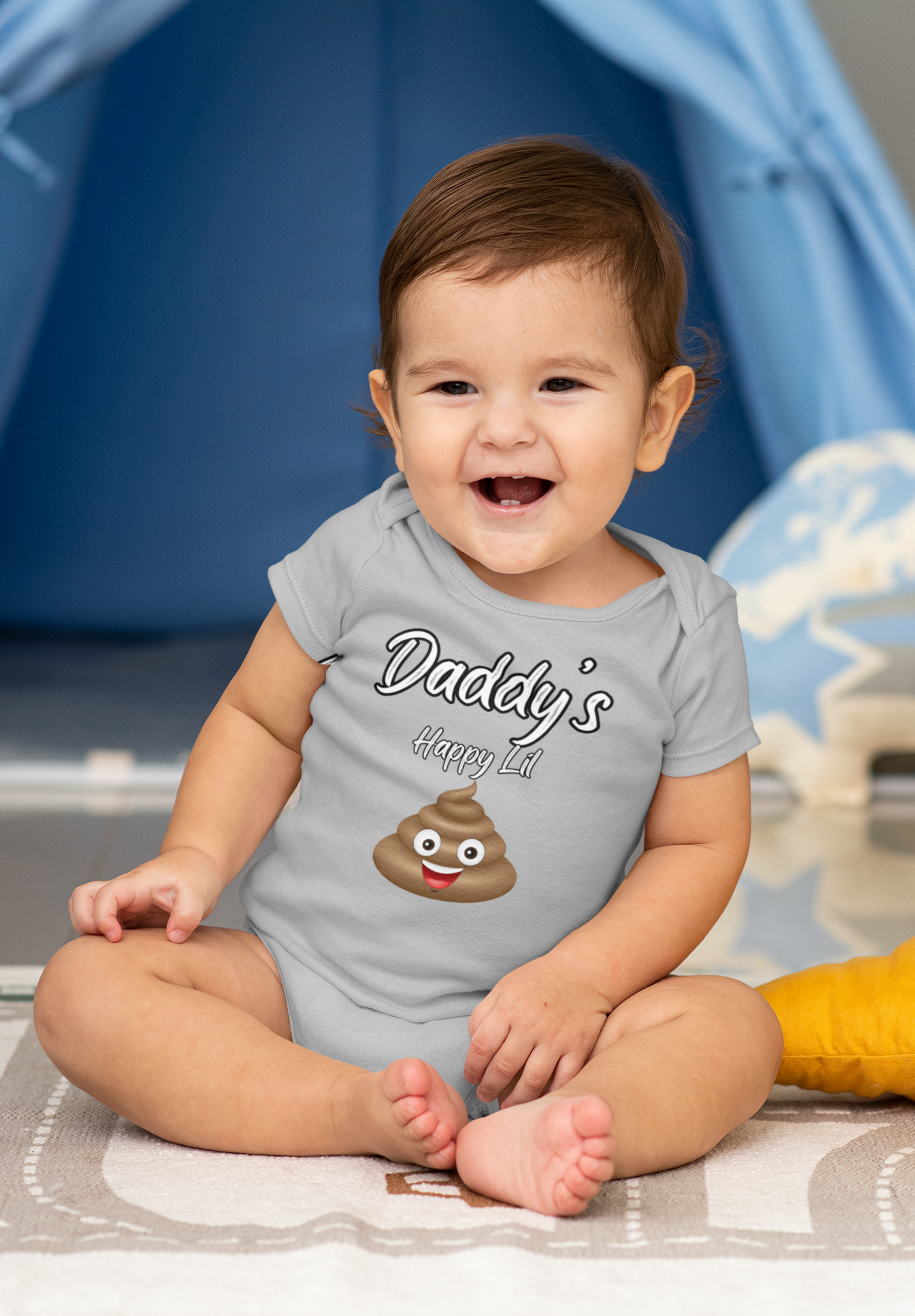 Infant Jersey Onesie With Funny Design, "Daddy's Happy Lil Emoji"