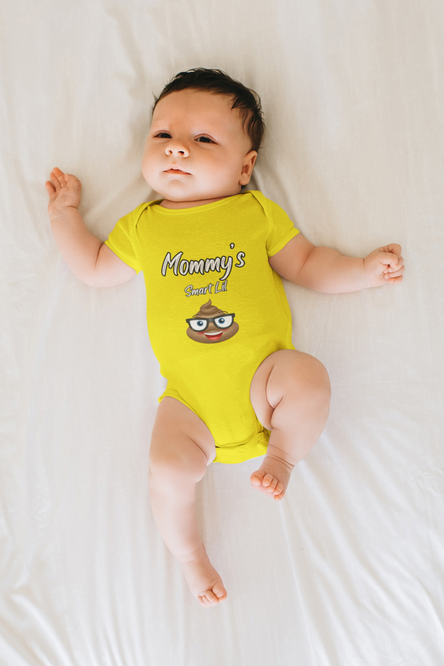 Infant Jersey Onesie With Funny Design, "Mommy's Smart Lil Emoji"