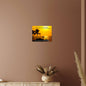 "High gloss metal art print of a woman doing yoga at the beach at sunset with a inspirational quote, "Don't cry over the past, it's gone. Don't stress about the future, it hasn't happened yet. Live in the present and make it beautiful"