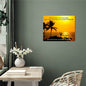 "High gloss metal art print of a woman doing yoga at the beach at sunset with a inspirational quote, "Don't cry over the past, it's gone. Don't stress about the future, it hasn't happened yet. Live in the present and make it beautiful"