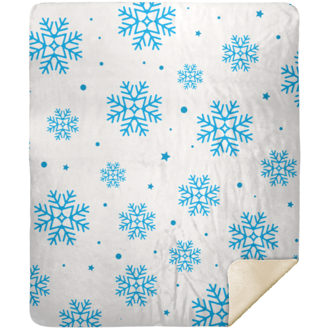 Christmas Blue Snowflake Premium Sherpa Blanket 50x60