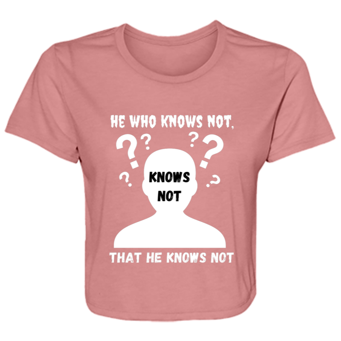 He Knows Not Ladies' Flowy Cropped Tee