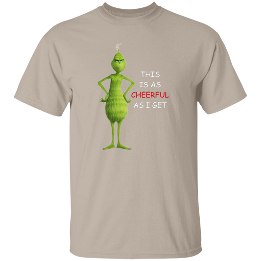 Christmas Cotton T-Shirt with "Cheerful As I Get" Grinch Design