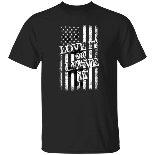 Love It Or Leave It Cotton T-Shirt with Flag Design