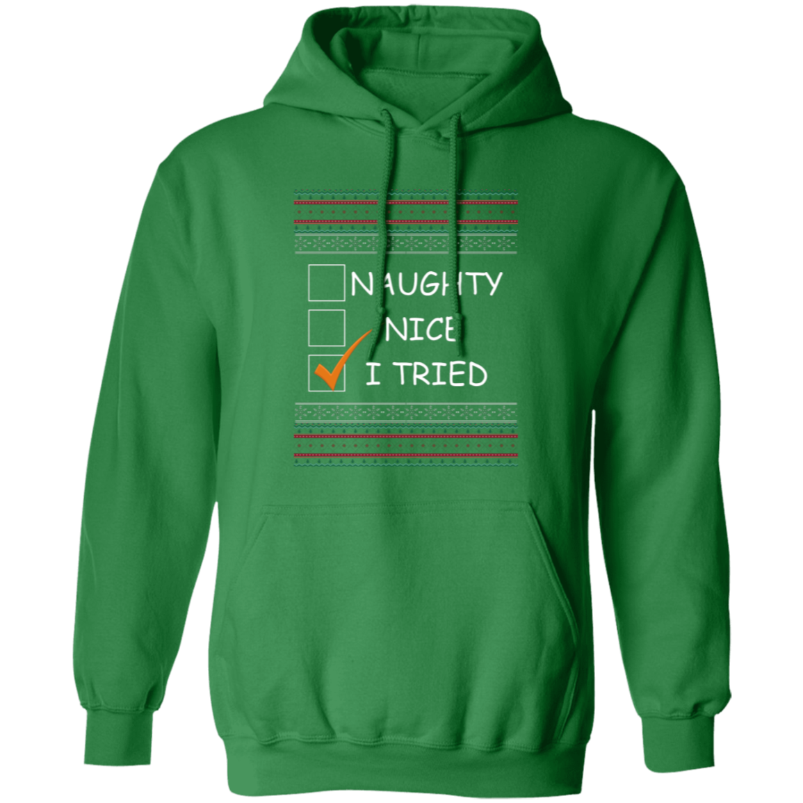 Christmas Pullover Hoodie with Ugly Christmas Sweater Design