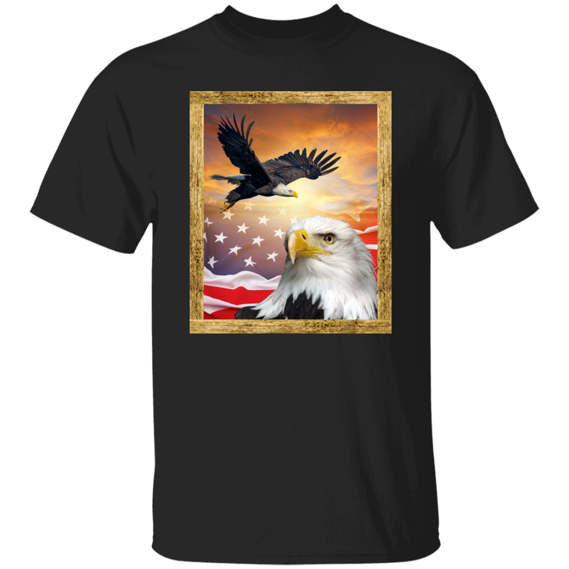 Cotton TShirt With Eagle Scene