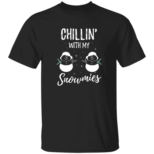 Christmas Cotton T-Shirt with "Chillin With My Snowmies" Design