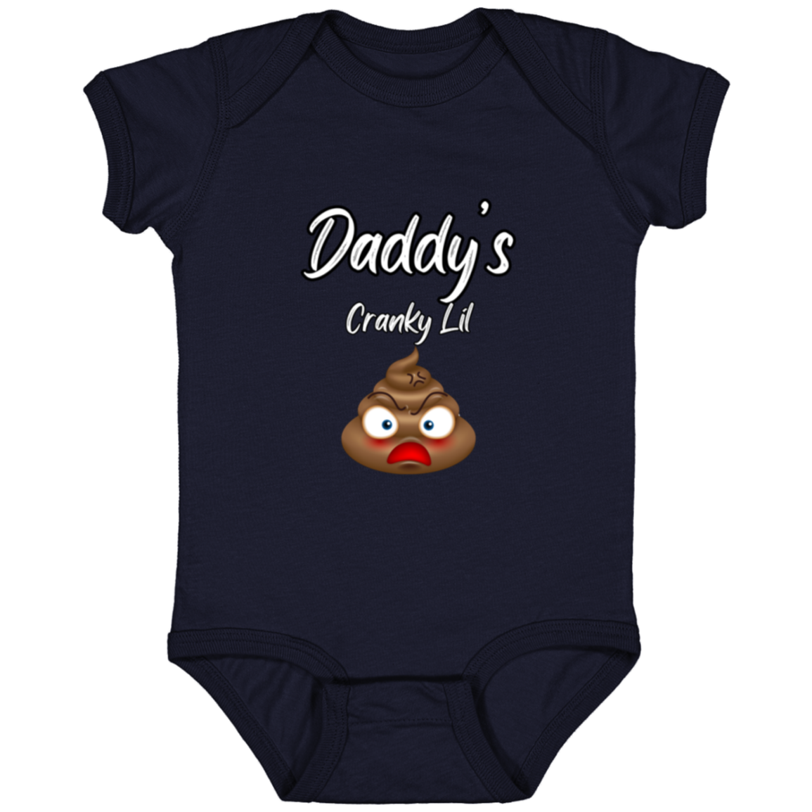 Infant Jersey Onesie With Funny Design, "Daddy's Cranky Lil Emoji"