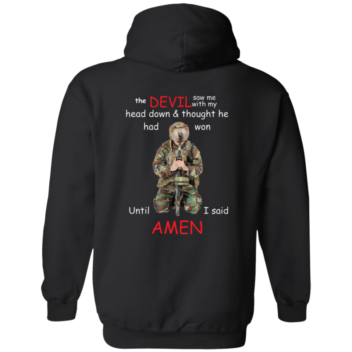 Full Zip Hoodie With a Patriotic Design, "Devil Saw My Head Down"