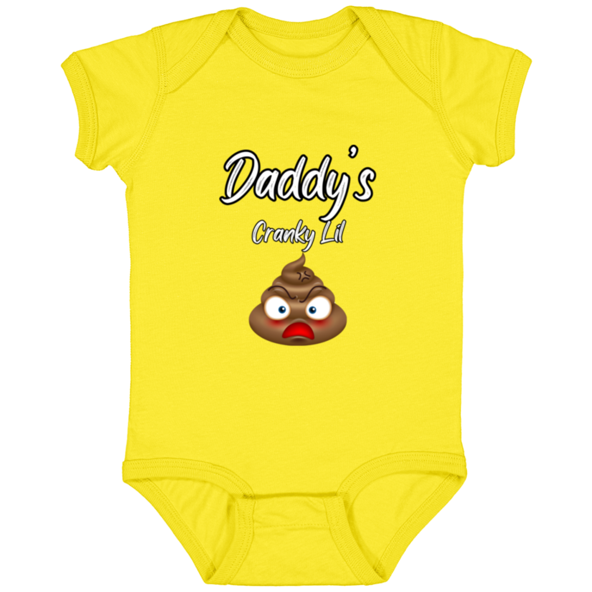 Infant Jersey Onesie With Funny Design, "Daddy's Cranky Lil Emoji"