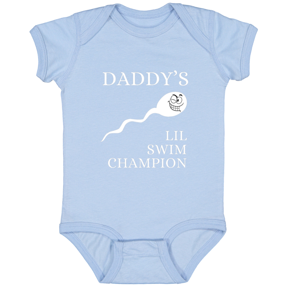 Infant Jersey Onesie With Funny Design, "Daddy's Swim Champion"