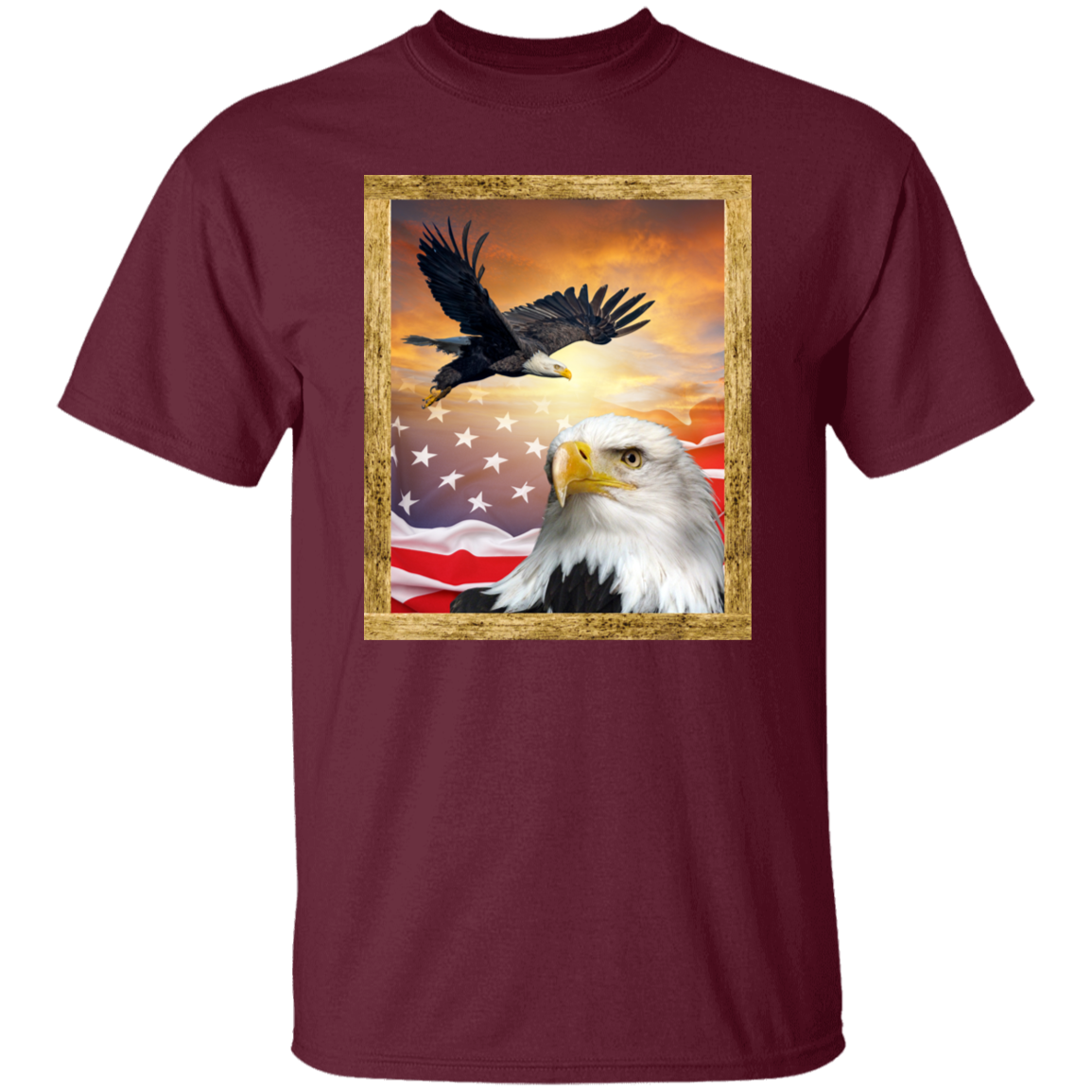 Cotton TShirt With Eagle Scene