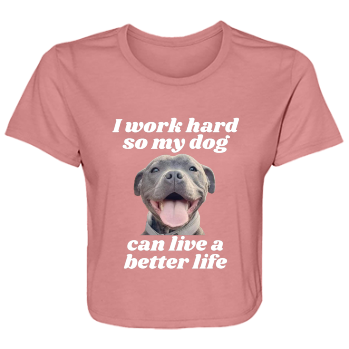 I Work Hard Dog Ladies' Flowy Cropped Tee