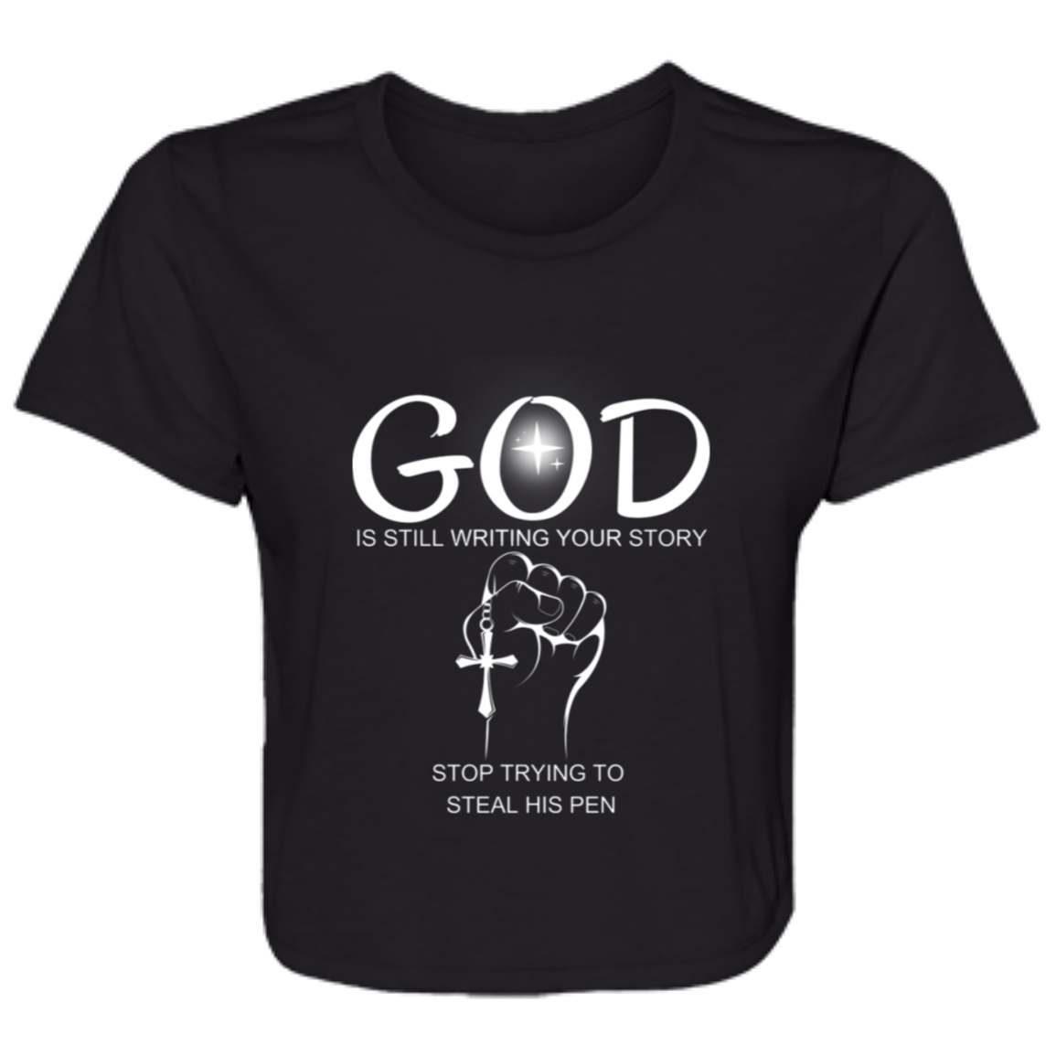 God Is Writing Your Story Ladies' Flowy Cropped Tee