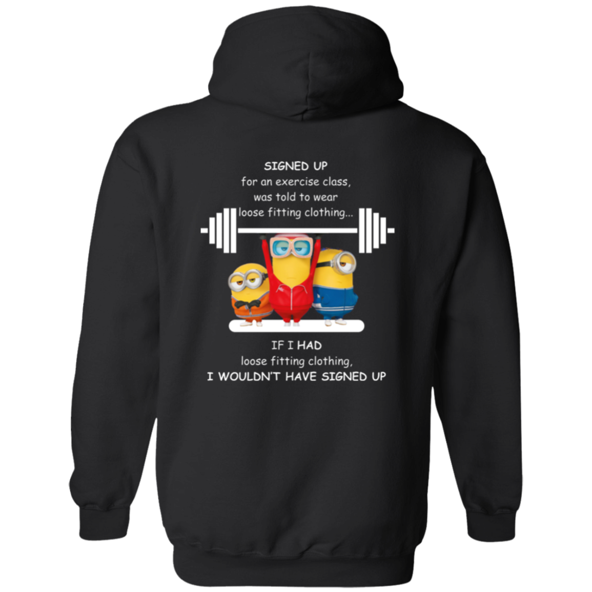 Full Zip Hoodie With Funny Design, "Signed Up For Exercise Class"