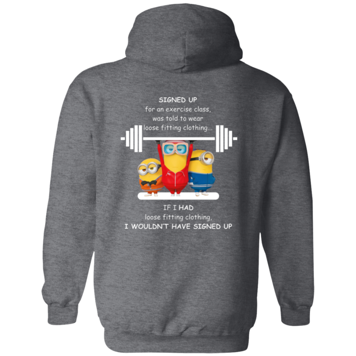 Full Zip Hoodie With Funny Design, "Signed Up For Exercise Class"