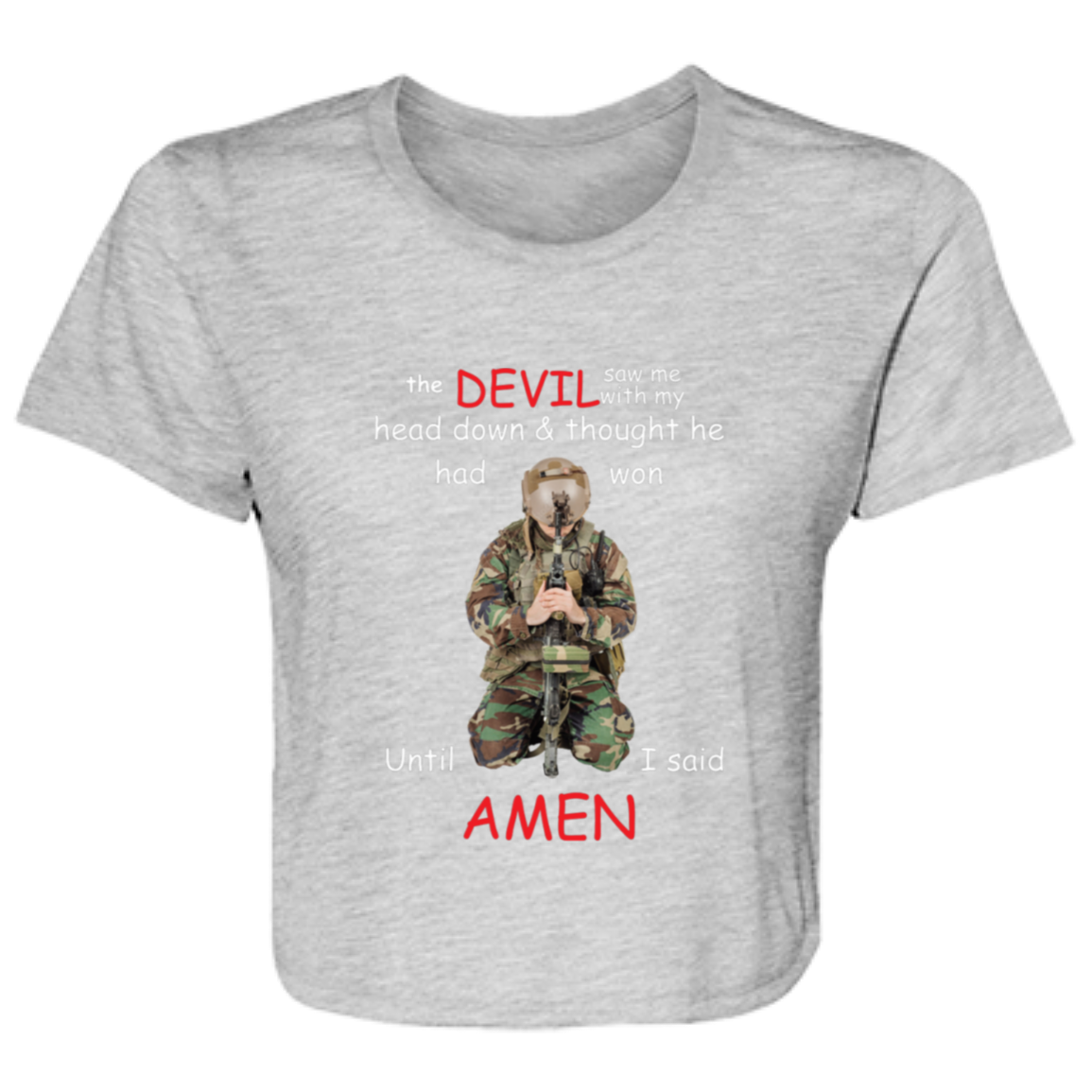 Devil Saw My Head Down Ladies' Flowy Cropped Tee