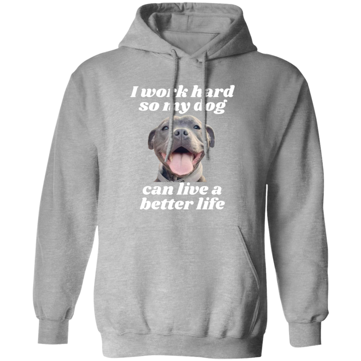 Pullover Hoodie With Funny Design, "I Work Hard" Dog