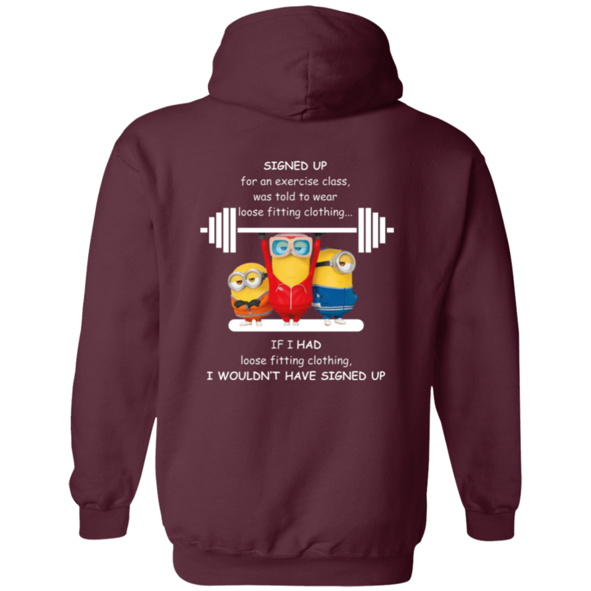 Full Zip Hoodie With Funny Design, "Signed Up For Exercise Class"