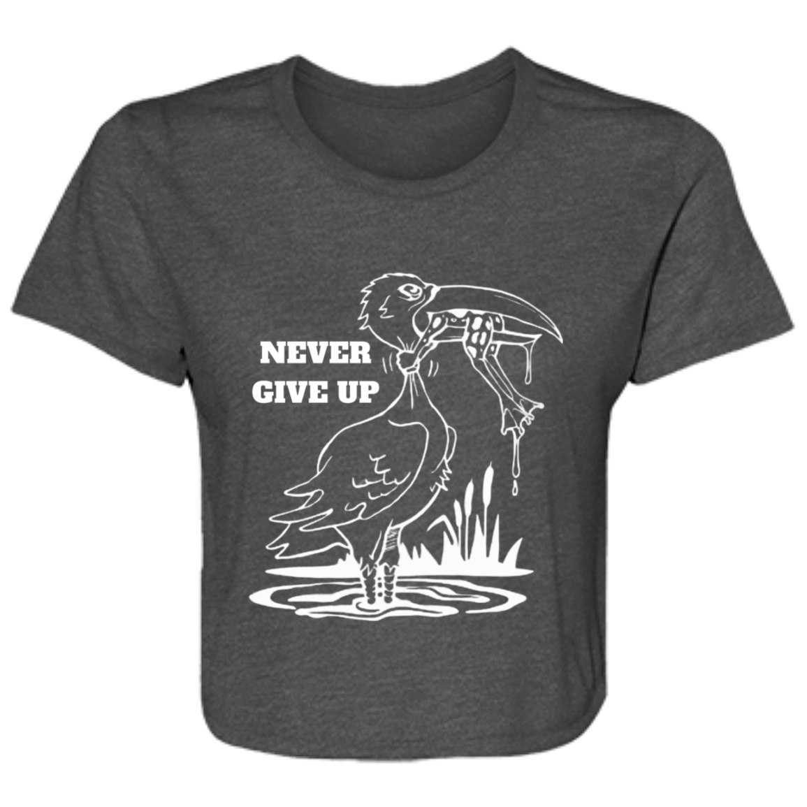 Never Give Up Ladies' Flowy Cropped Tee