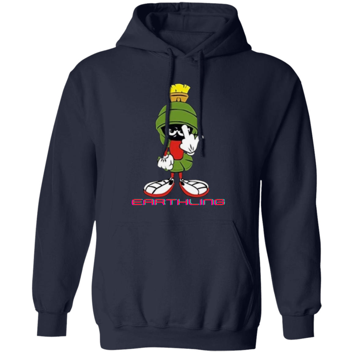 Pullover Hoodie With Funny Design, "Marvin's Earthling"