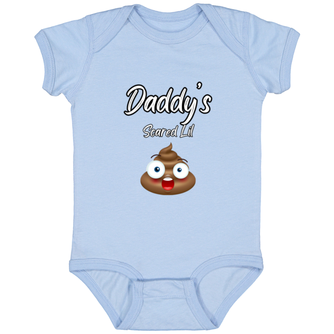 Infant Jersey Onesie With Funny Design, "Daddy's Scared Lil Emoji"