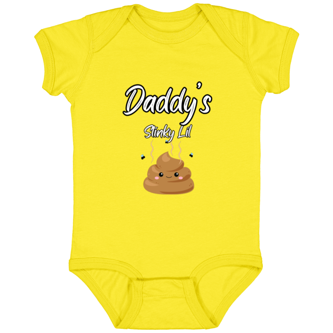 Infant Jersey Onesie With Funny Design, "Daddy's Stinky Lil Emoji"