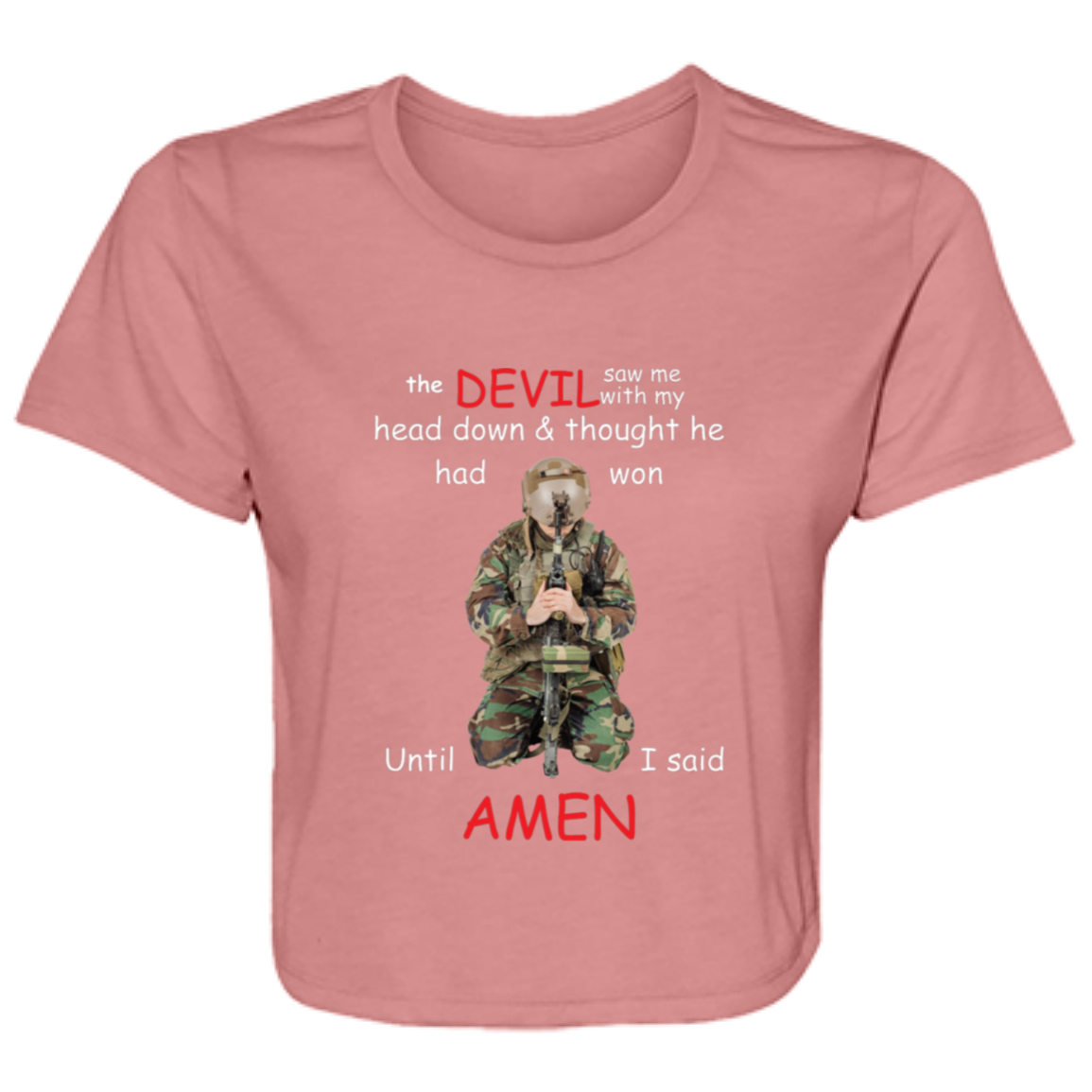 Devil Saw My Head Down Ladies' Flowy Cropped Tee