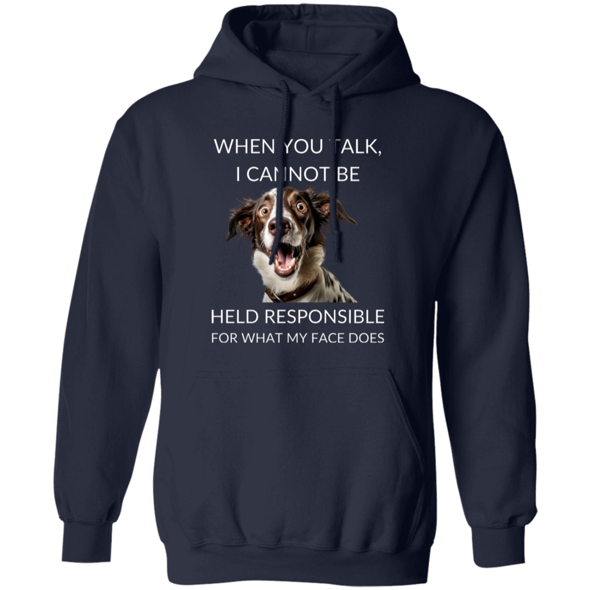 Pullover Hoodie With Funny Design, "When You Talk"