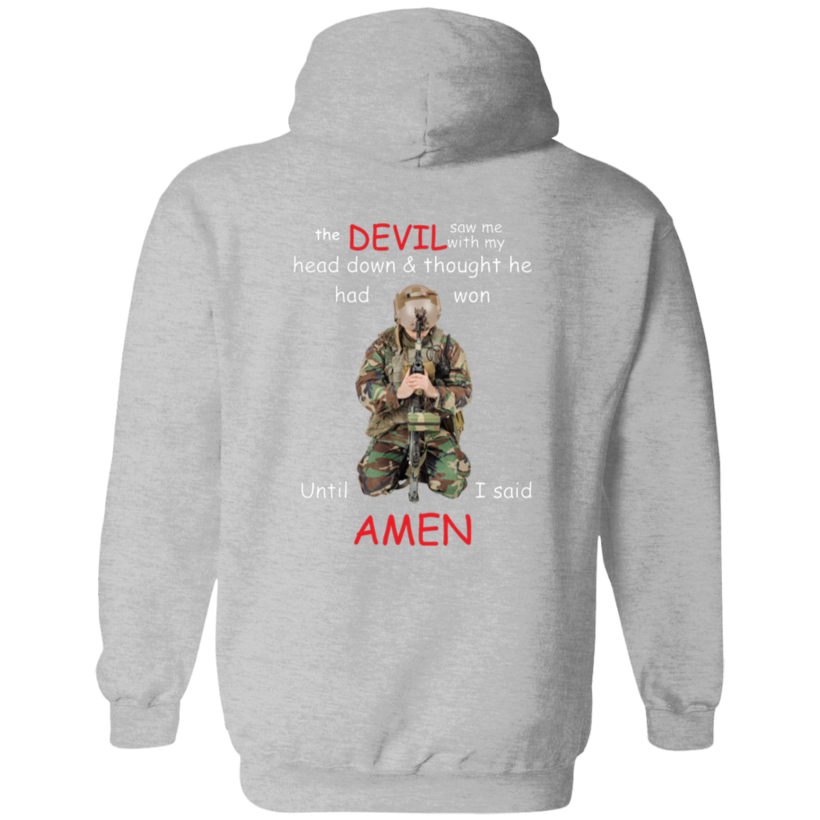 Full Zip Hoodie With a Patriotic Design, "Devil Saw My Head Down"