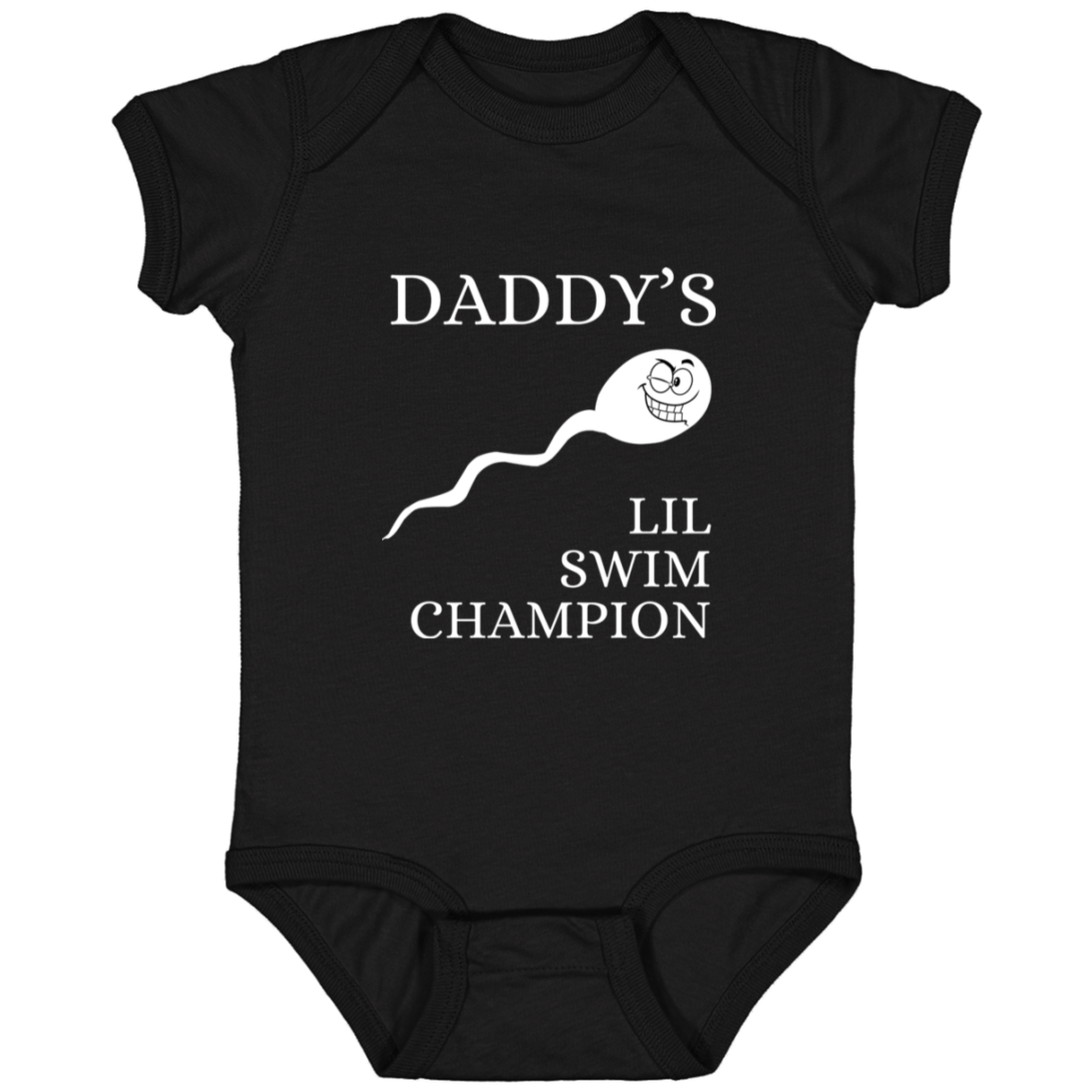 Infant Jersey Onesie With Funny Design, "Daddy's Swim Champion"