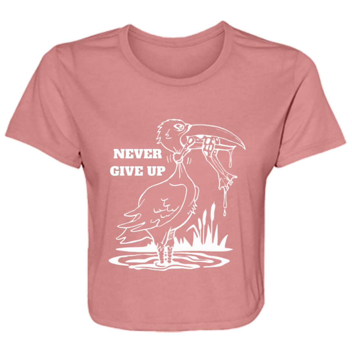 Never Give Up Ladies' Flowy Cropped Tee