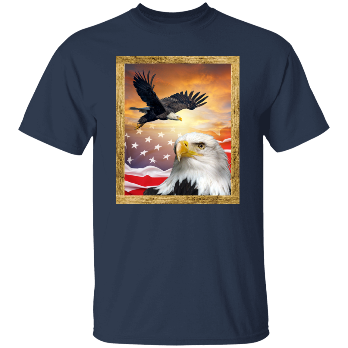 Cotton TShirt With Eagle Scene