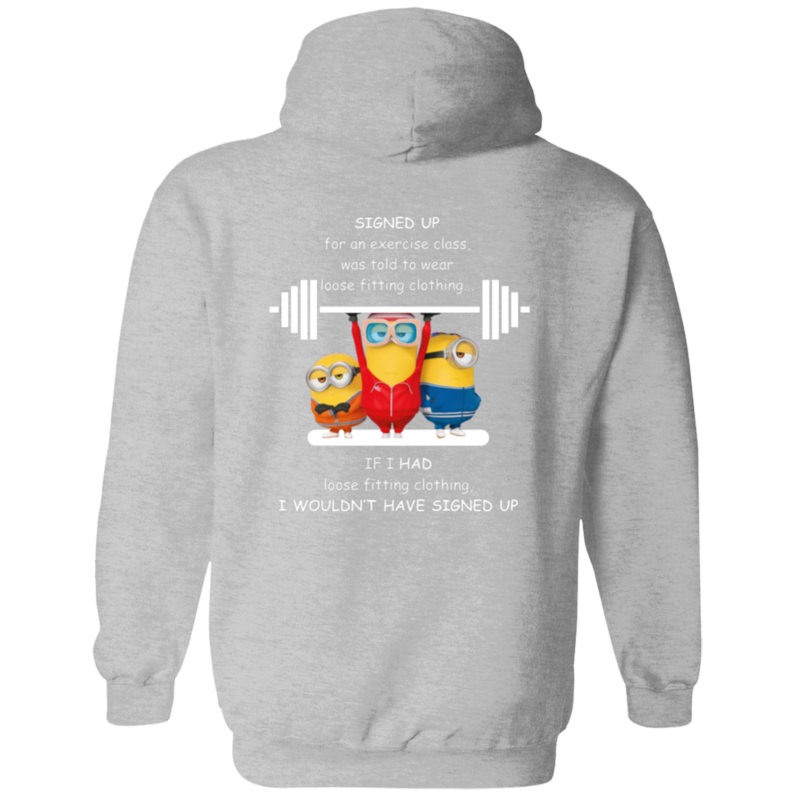 Full Zip Hoodie With Funny Design, "Signed Up For Exercise Class"