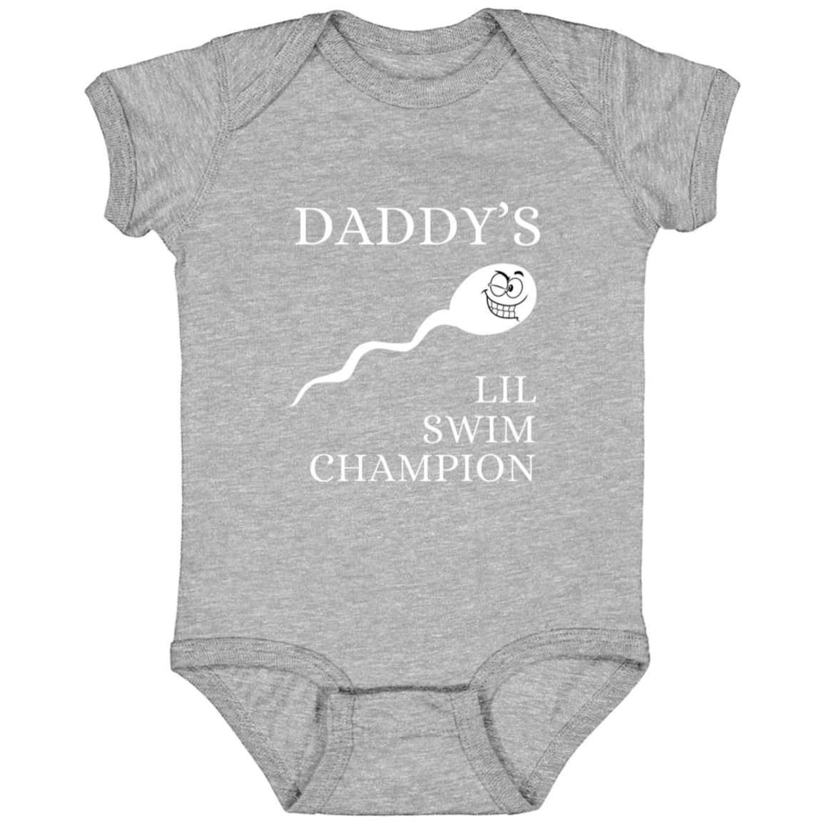 Infant Jersey Onesie With Funny Design, "Daddy's Swim Champion"