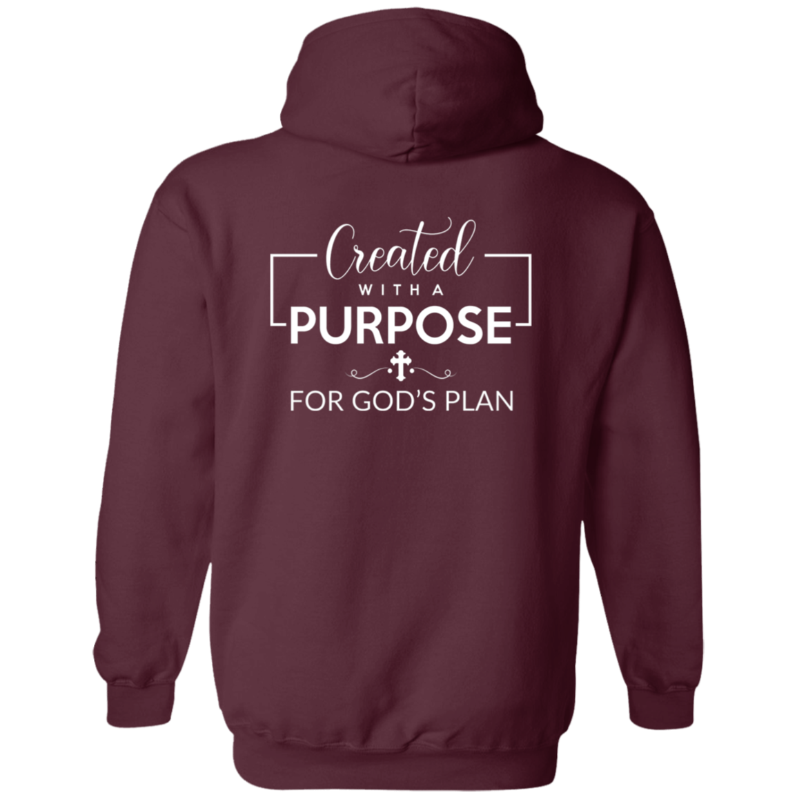 Full Zip Hoodie With Faith Design, "Created With Purpose"