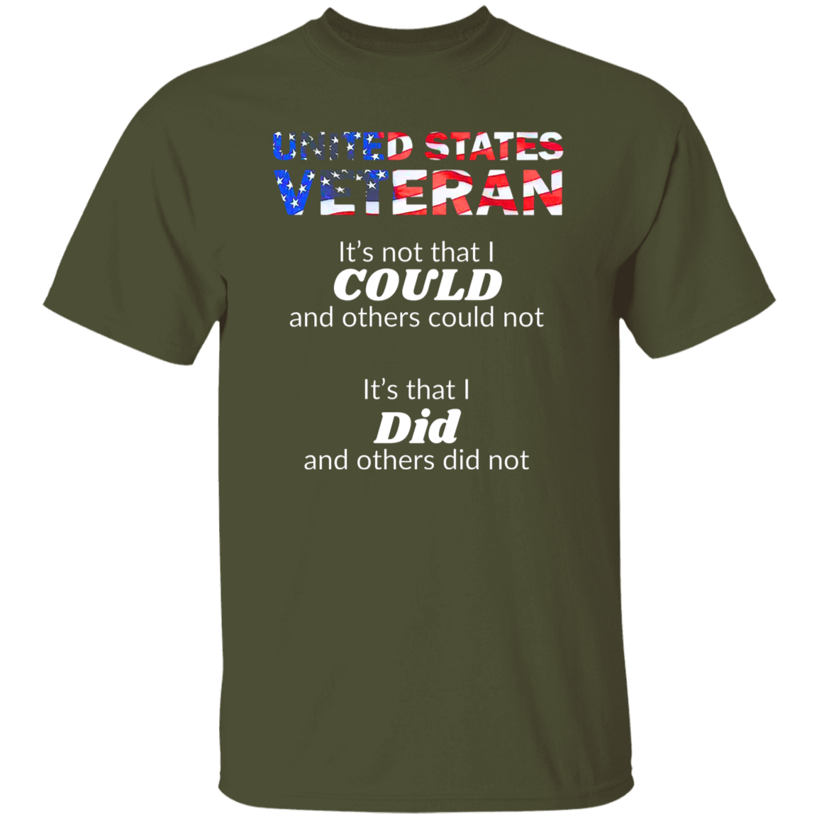 Cotton Tshirts for Veterans - It's Not That I Could, It's That I Did