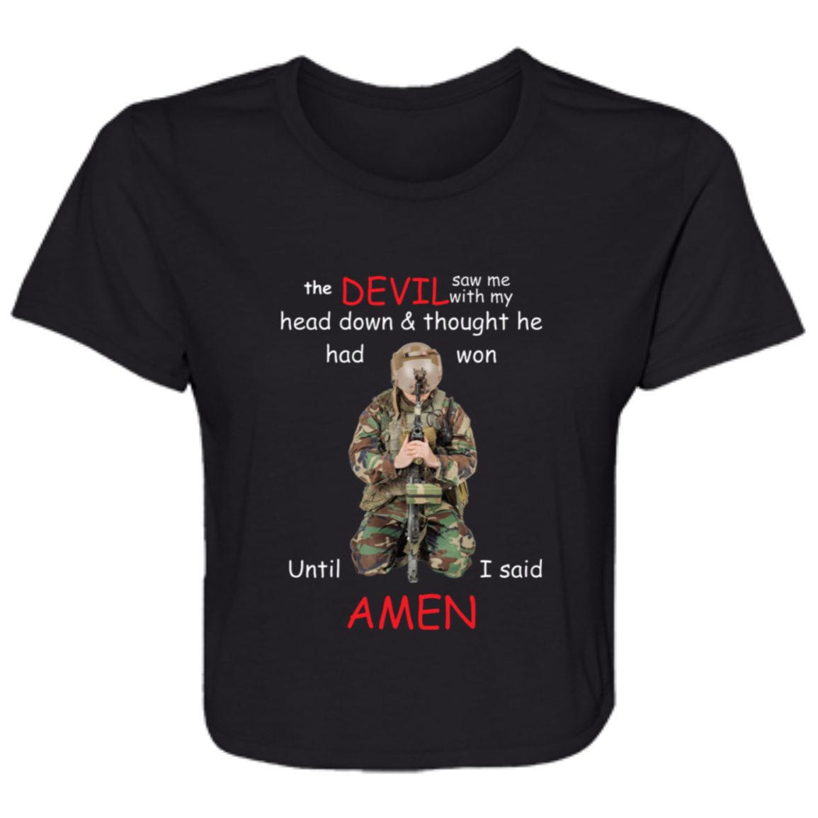 Devil Saw My Head Down Ladies' Flowy Cropped Tee