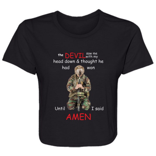 Devil Saw My Head Down Ladies' Flowy Cropped Tee