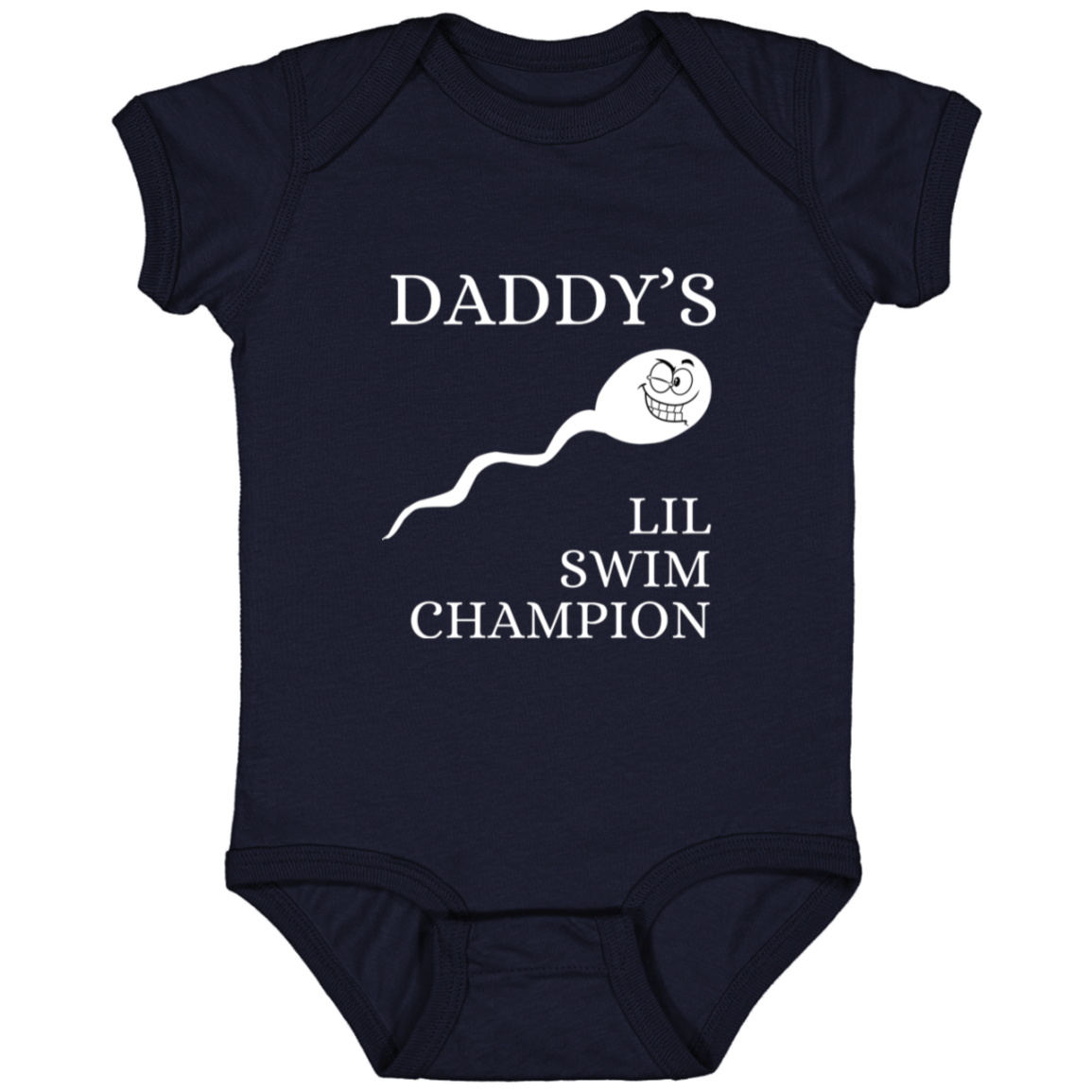 Infant Jersey Onesie With Funny Design, "Daddy's Swim Champion"