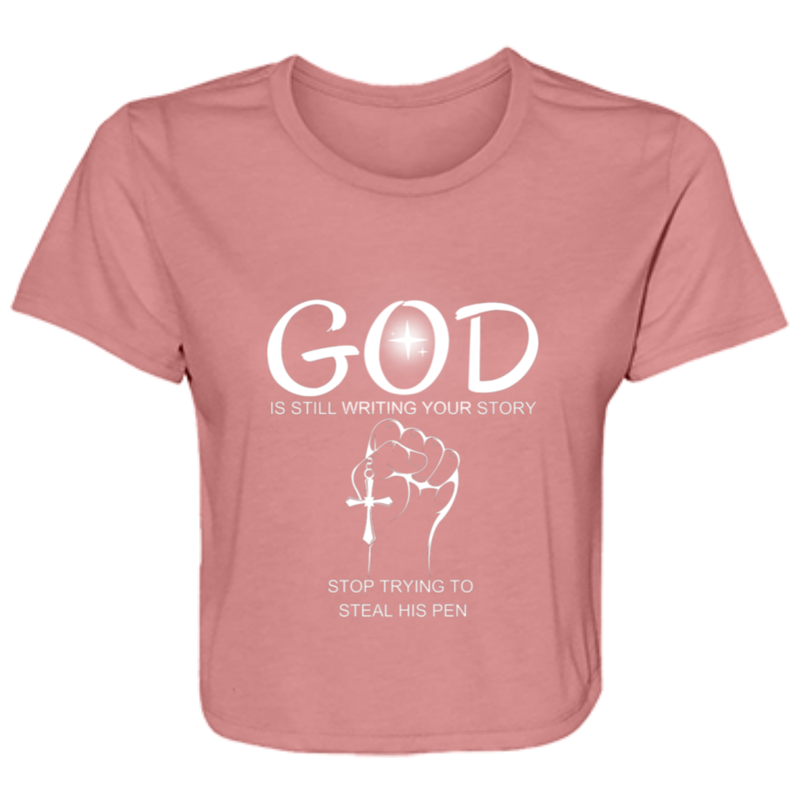 God Is Writing Your Story Ladies' Flowy Cropped Tee