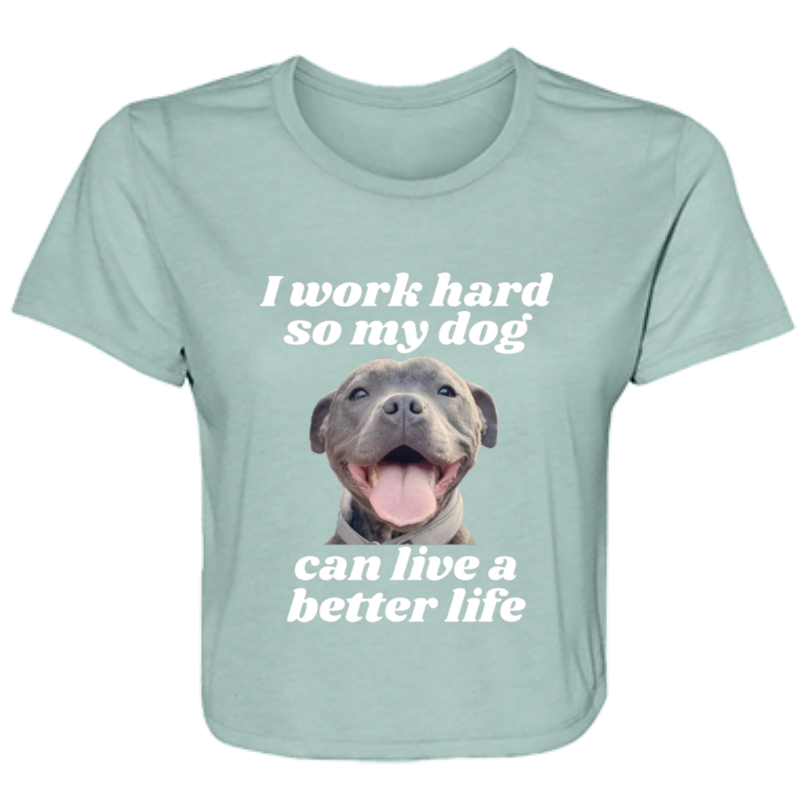 I Work Hard Dog Ladies' Flowy Cropped Tee