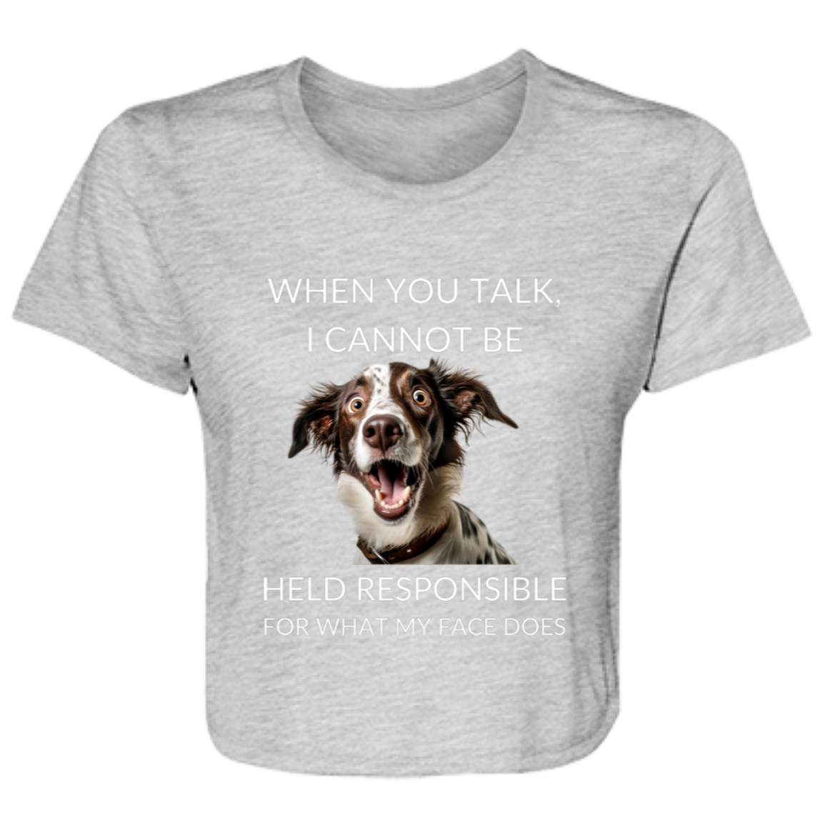 When You Talk Ladies' Athletic Heather Flowy Cropped Tee - Ragtag Gifts 