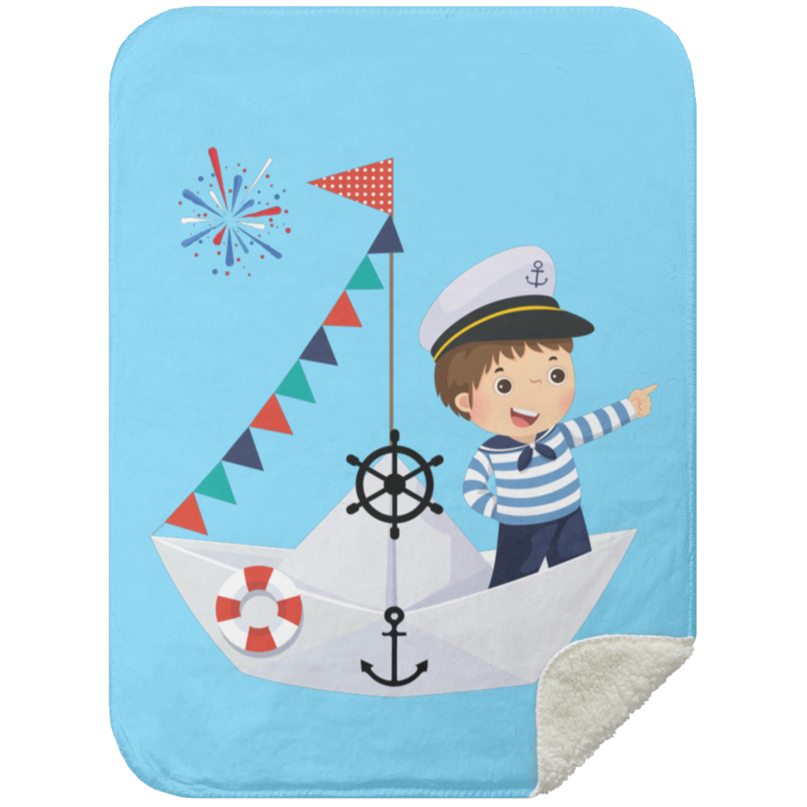 Sherpa Blankets For Baby Boys - Sailor Boy Blanket 30x40