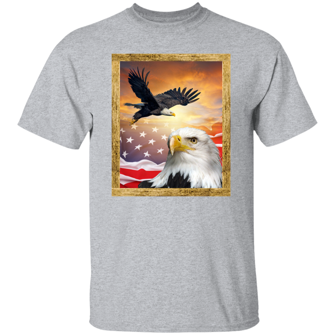 Cotton TShirt With Eagle Scene