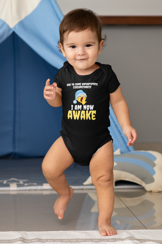 Infant Jersey Onesie With Funny Quote - I Am Now Awake