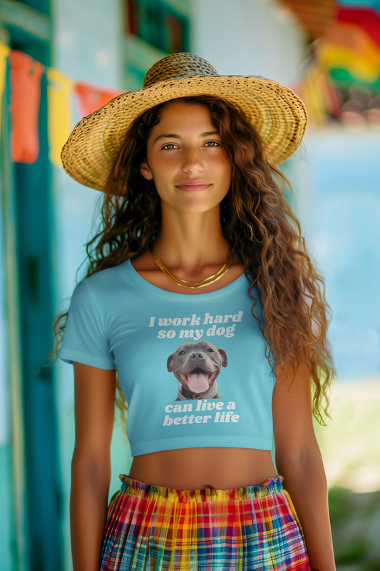 I Work Hard Dog Ladies' Flowy Cropped Tee