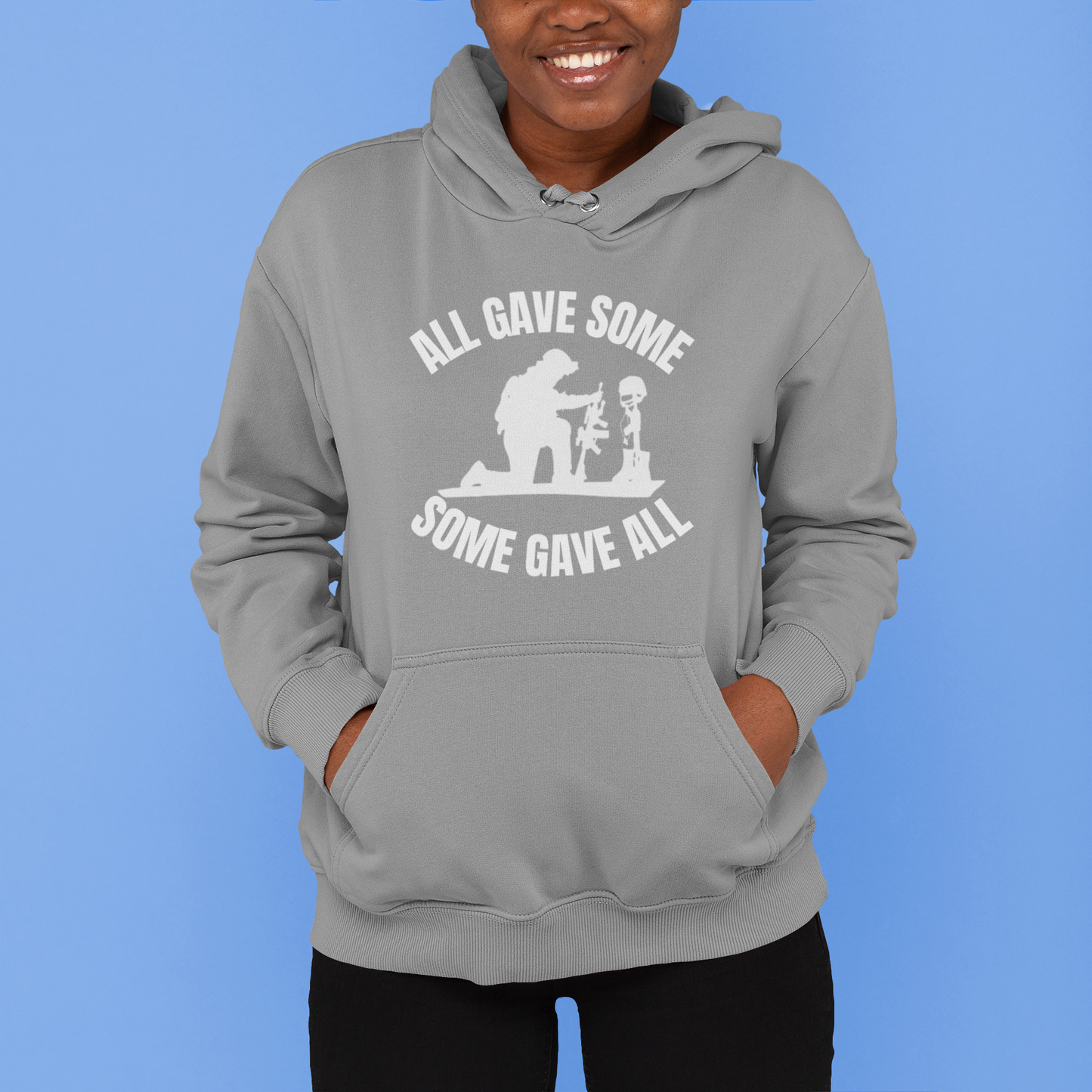 Pullover Hoodie With Patriotic Design, "All Gave Some"