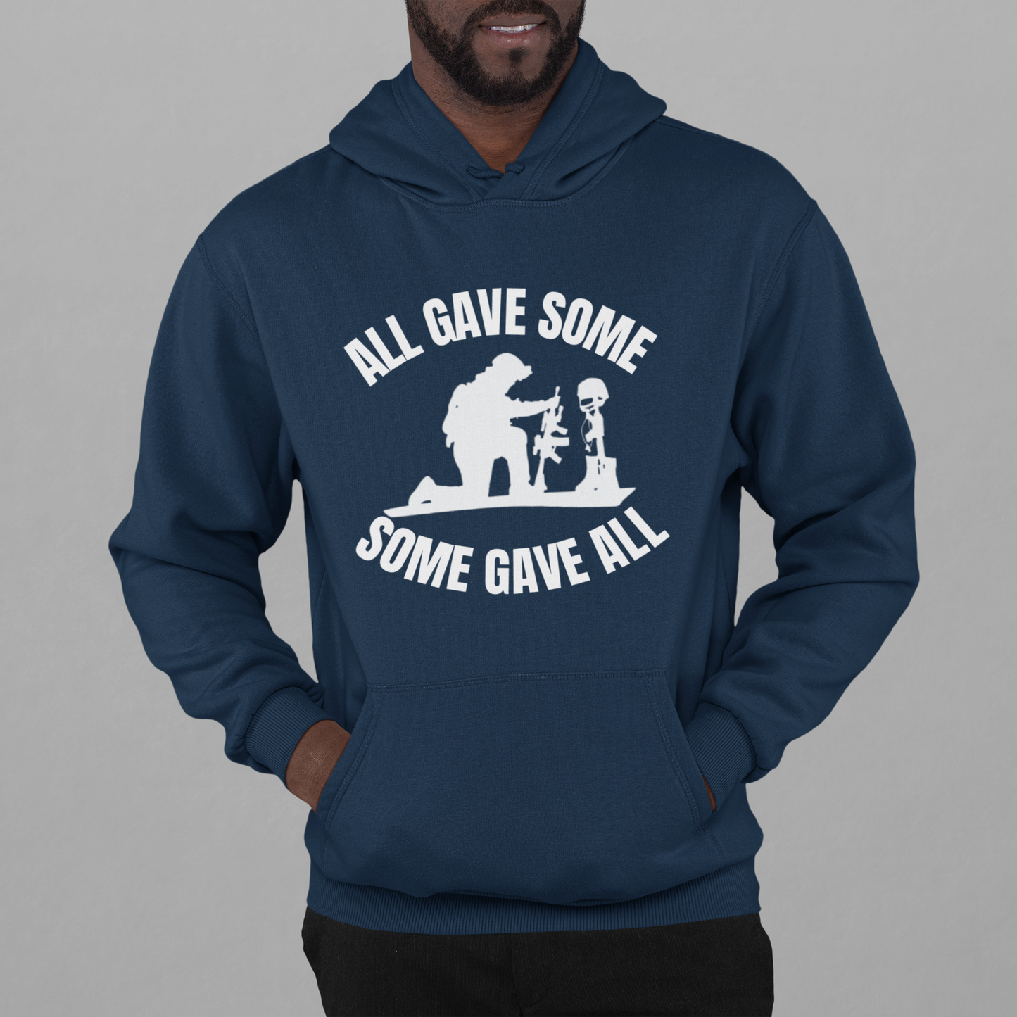 Pullover Hoodie With Patriotic Design, "All Gave Some"