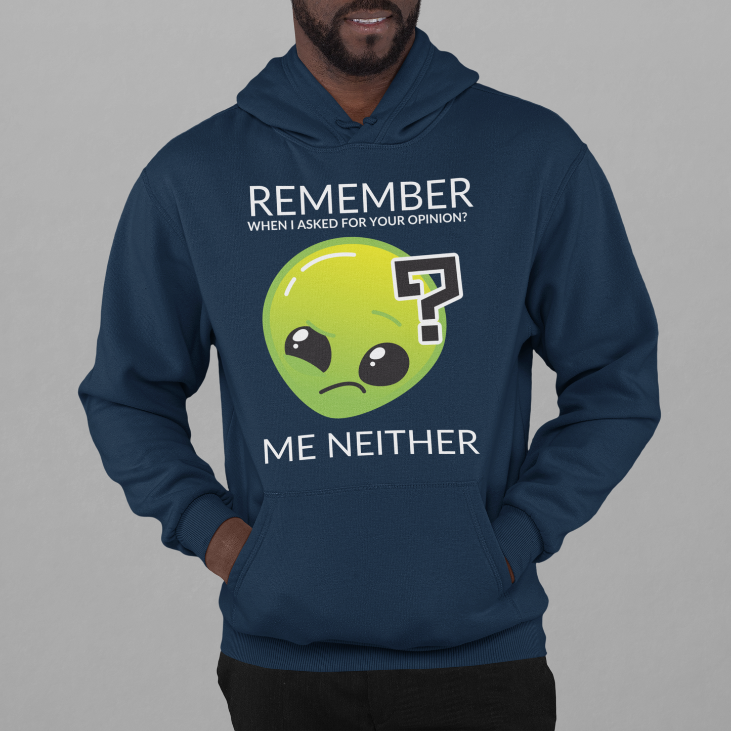 Pullover Hoodie With Funny Design, "Asked Your Opinion"